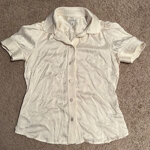 Banana Republic Cream Short Sleeve Blouse